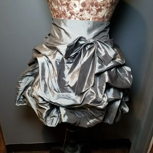 Silver satin party skirt